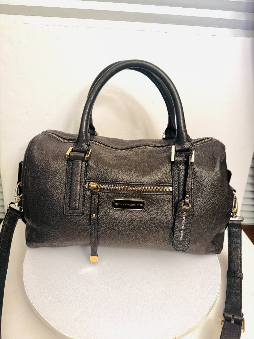 Dana Buchman Dark Brown Pebbled Crossbody Purse Double Strap Handbag Butter Soft